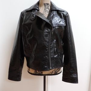 Women's Black moto faux leather Jacket XL